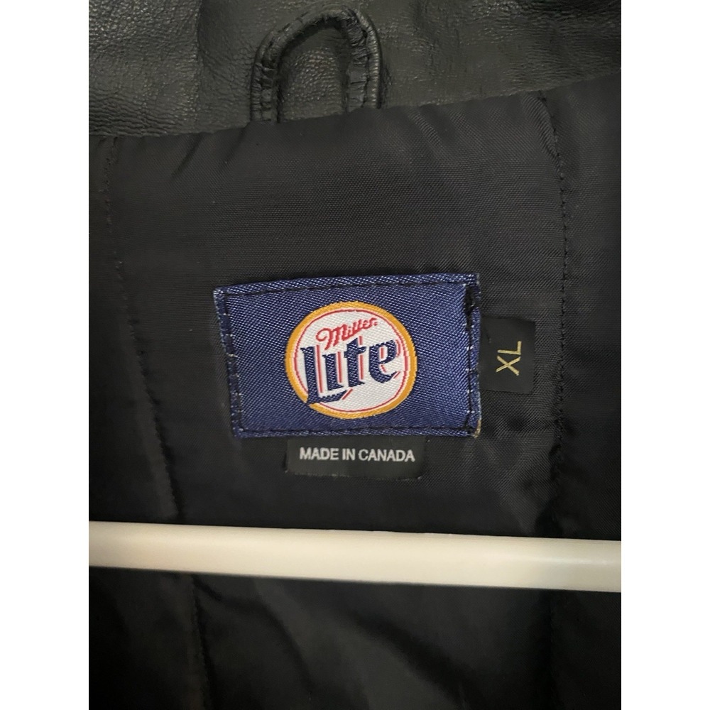 Green Bay Packers XL Miller Lite Leather Jacket Men's Large Vintage - Picture 6 of 14